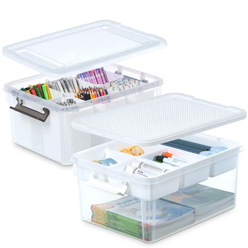 Citylife 17 QT Plastic Storage Bins Clear Storage Box with Lids Multipurpose Stackable Storage Containers for Organizing Tool, Craft, Crayon, 2 Packs - size: 2 Packs-17 QT-W