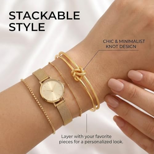 Gold Knot Cuff Bracelets for Women,Adjustable Rope Stack Non Tarnish Statement Forever Friendship Minimalist Trendy Bracelet Jewelry Gifts for Women