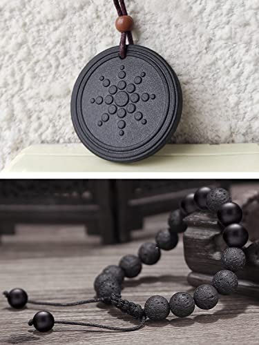 Necklace Pendant & Lava Rock Bracelet, for Women/Men (Set) - color: Lava Rock SET