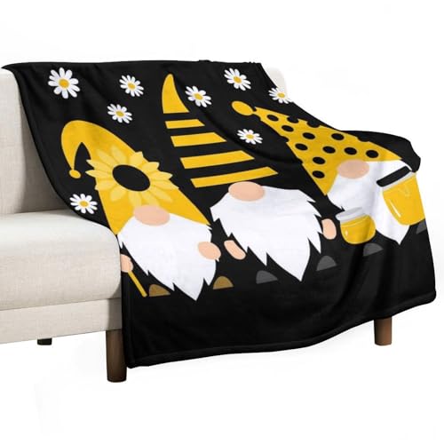 Soft Couch Throw Blanket, Sunflower Bee Cute Cartoon Gnome Black Cozy Air Conditioning Blanket for Men and Women - color: Color72, size: 30"x40"