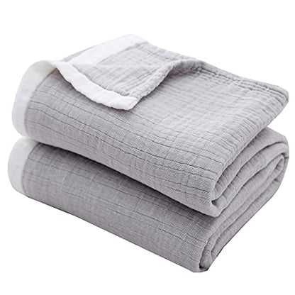 SE SOFTEXLY Muslin Throw Blanket,100% Cotton Blankets for Adults and Baby, Grey 4-Layer Soft Breathable Bed Throw Blankets All Season,King Size Blanket(90"x102",Grey) - color: 7-grey, size: King-90" X 102"