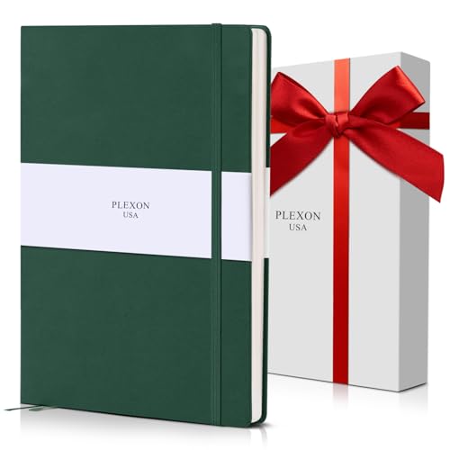 Plexon Lined Journal Notebook, Notebook Journal 160 Pages, Lined Notebook Medium 5.7 inches x 8 inches, 120 GSM Thick Paper, Emerald Green, Hardcover - color: Green, style: Lined