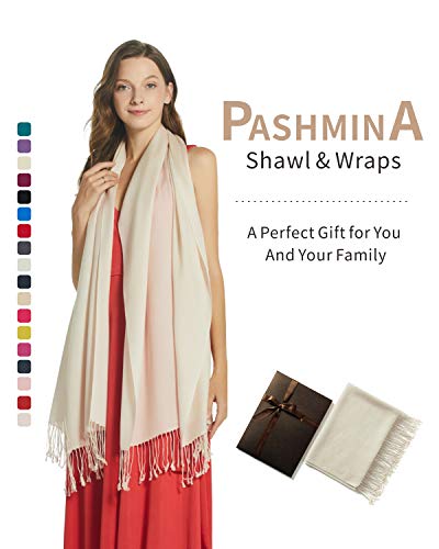 EURKEA Women's Scarf Pashmina Silky Soft Shawls Wraps Stole for Evening, Wedding and Gift - color: Beige