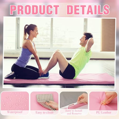 Lyrow 2 Inch 72"x24" Thick Foldable Yoga Mat with Carry Strap, Non-slip Portable Foam Gym Mat for Yoga, Pilates and Stretching - color: Peach Pink