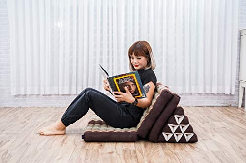 Leewadee 3-Fold Mat XXL with Triangle Cushion – Firm TV Pillow, Foldable Mattress with Cushion Made of Kapok, 67 x 31 inches, Brown - color: Sf10 - Brown, size: 3 seating segments XL