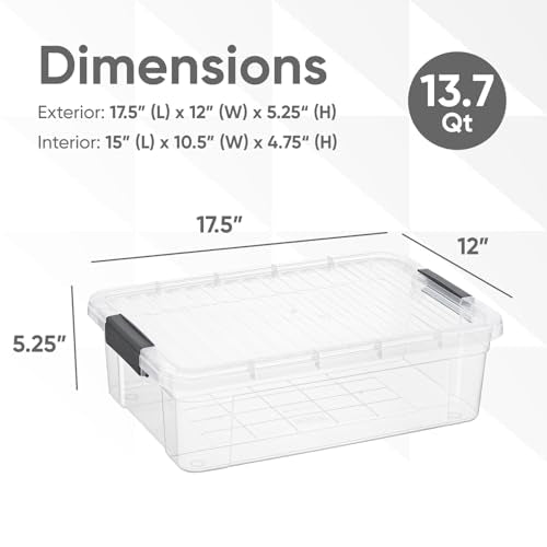 Superio 7.4 Quart Clear Plastic Storage Bin with Lid, Non-Toxic, BPA Free, Odor Free, Organizer Storage Box, Stackable Plastic Tote for Home, Garage, School, and Office - size: 7.4 Quart