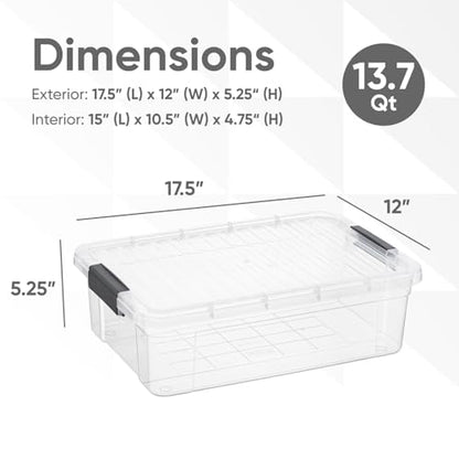 Superio 7.4 Quart Clear Plastic Storage Bin with Lid, Non-Toxic, BPA Free, Odor Free, Organizer Storage Box, Stackable Plastic Tote for Home, Garage, School, and Office - size: 7.4 Quart