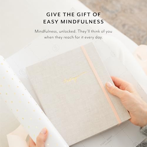 Sugar Paper Mindful Journal, 250 Guided Pages, Rose Linen Cloth Cover and Elastic Band Closure, 7" x 8" - color: Rose Pink, size: Mindful Journal