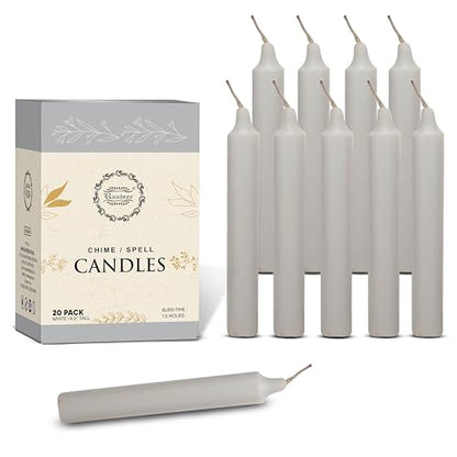 Raajsee Unscented Mini Taper Candles Pack of 20, White | 5 Inches (H) Dinner Candle Sticks| Smokeless, and Dripless| Paraffin Wax with Cotton Wicks | Long Burning Time - color: White, size: 5 Inch - Pack of 20