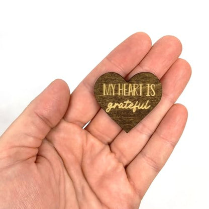 Positive Affirmation Wood Cutouts | 72 Unique Laser Engraved Wood Hearts with Positive Affirmation Messages | Includes Desktop Affirmation Holder | Daily Motivational Gift - style: Affirmation Chips