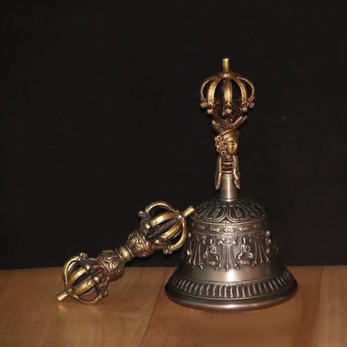 KAFELE Nepalese Handmade Hand Bell, Bronze Vajra Bell, Crisp And Pleasant, Meditation Instrument,B,8.5CM - color: B, size: 8.5CM