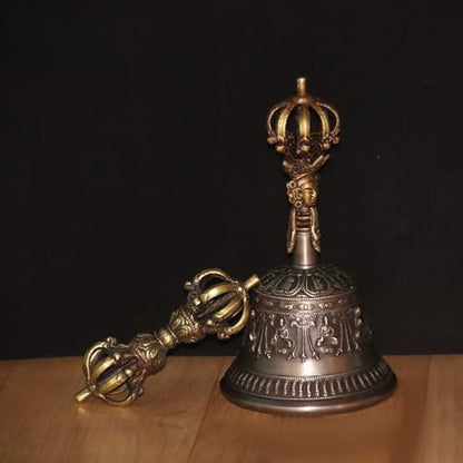 KAFELE Nepalese Handmade Hand Bell, Bronze Vajra Bell, Crisp And Pleasant, Meditation Instrument,B,7CM - color: B, size: 7CM