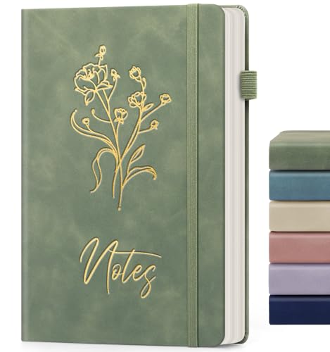Lined Journal Notebook for Women Men, A5 Hardcover Leather Journals for Writing, 200 Pages Thick Paper, Daily Journal Notebook for Work, School, Note Taking, Business, Travel, College Ruled - color: B-Minimalist-Green, size: 1 Pack-A5
