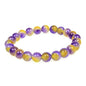 MJDCB Featured Men Women 8mm Beads Bracelet Elastic Natural Stone Yoga Bracelet Bangle 6.7" - color: Purple Yellow Jade