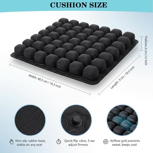Inflatable Travel Cushion & Neck Pillow – Airplane Seat Cushion with 3D Air Cell, Chair Cushion for Office, Non-Slip Waterproof Pad, Wheelchair, Flight Seat Cushion, Travelling Cushion