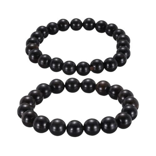 MECCANIXITY Pcs Prayer Beads Bracelet, Natural Wooden Bead Mala Bracelets Link Wrist for Men Women Beaded Stretch Crafts Bangle - color: Ebony Color