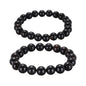 MECCANIXITY Pcs Prayer Beads Bracelet, Natural Wooden Bead Mala Bracelets Link Wrist for Men Women Beaded Stretch Crafts Bangle - color: Ebony Color