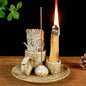 MOUGIGI 5.1Inch 5-in-1 Ceramic Smudge Bowl Brown - Incense Stick Holder, Small Candle Holder, Smudge Bowl/Dish, Fits Palo Santo, Sage.Zen Altar for Meditation/Yoga, Aromatic Scents, Easy to Clean - color: Multifunctional Palo Plate-brown