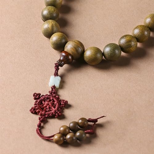 Natural Green Sandalwood 108 Mala Bead Necklace Buddhist Prayer Beads for Meditation or Yoga - style: 10mm Beads