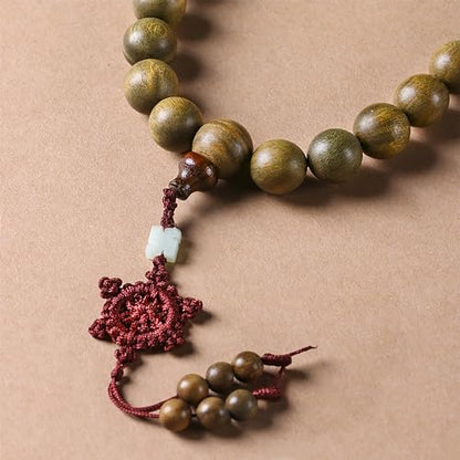 Natural Green Sandalwood 108 Mala Bead Necklace Buddhist Prayer Beads for Meditation or Yoga - style: 10mm Beads