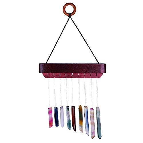 Rockcloud Agate Slices Geode Wind Chime Home Garden Decoration Figurine - color: Coloured