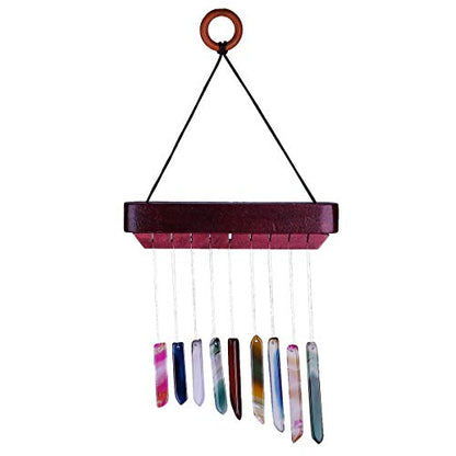 Rockcloud Agate Slices Geode Wind Chime Home Garden Decoration Figurine - color: Coloured