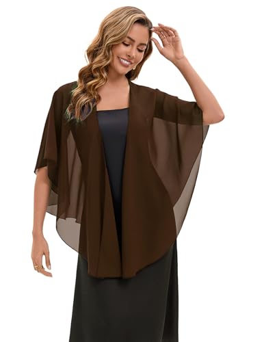 Baoqiya Chiffon Shawl Evening Scarf Shawls and Wraps for Women Wedding Party Bridal Scarves Cover Ups - color: Brown