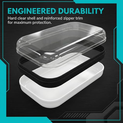 Clear Hard Shell Travel Case with Zipper, Portable Plastic Organizing Pouch, Black Trim, Transparent Storage Container (Grey) - color: Grey