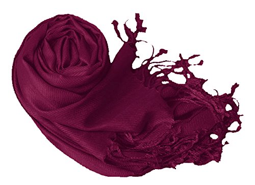 Peach Couture Women’s Pashmina Shawl Wrap – Warm Long Large Scarf for Evening Dress, Bridesmaid, Wedding & Bridal Wear - color: Eggplant