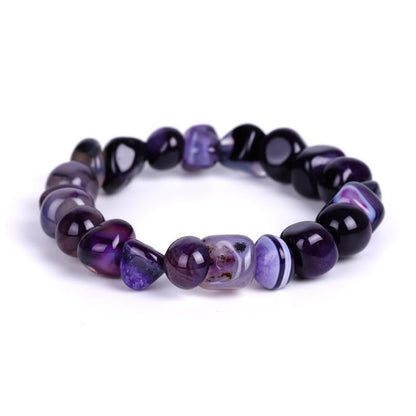 HZHRony Healing Crystal Stone Beads Bracelet Irregular Gemstone Beaded Bracelets For Women and Men Anxiety Relief Yoga Bracelet Jewelry Gifts 7 Inch - color: Purple