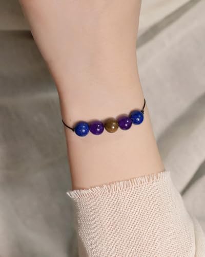 yfstyle Crystal Healing Stones Bracelets for Women & Men - Amethyst Anxiety Protection Bracelets - Natural Gemstones Jewelry Gifts - color: Anxiety