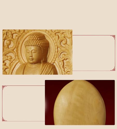 Ulalaza Boxwood Buddha Statue Solid Wood Carvings Carved Locker Box Sculpture Decoration - color: S2-yellow