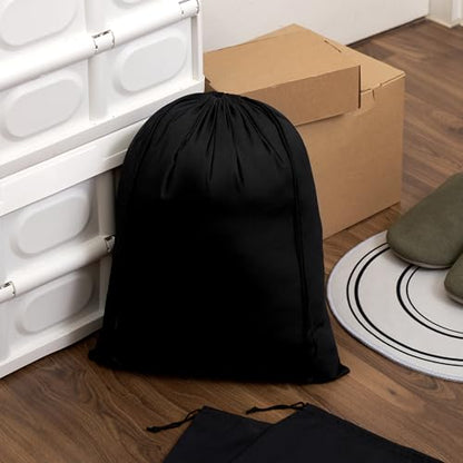 PALTERWEAR Black Cotton Drawstring Bags, Reusable Quality with Double String, For Pantry Gifts Kitchen - Pack of 6 (Black Cotton Blend, 9 x 12 Inch) - color: Black Cotton Blend, size: 9 x 12 Inch