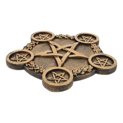 Star Candle Holder Pentacle Altar Plate Resin Tealight Holder Tray Witchcraft Altar Supplies for Witchcraft Wiccan Tarot Supplies