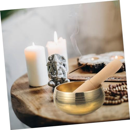 SECFOU 1set Tibetan Singing Bowl Handmade Meditation Sound Bowl with Mallet for Yoga Relaxation and Chakra Healing Lightweight Portable Meditation Accessory for - size: 8x8x5cm