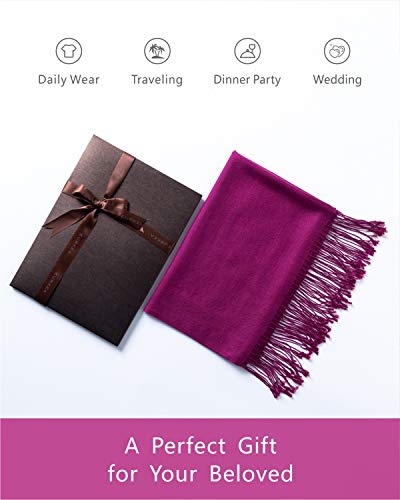 EURKEA Women's Scarf Pashmina Silky Soft Shawls Wraps Stole for Evening, Wedding and Gift - color: Magenta