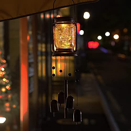 Solar Wind Chimes for Outside, Birthday Mother' s Day Gifts for Mom Women Grandma,Solar Mason Jar Wind Chime Light Unique Hanging Wind Chimes Outdoor,IP65 Waterproof, Yard Garden Terrace Courtyard - size: 1 pack-Mason jar wind chime