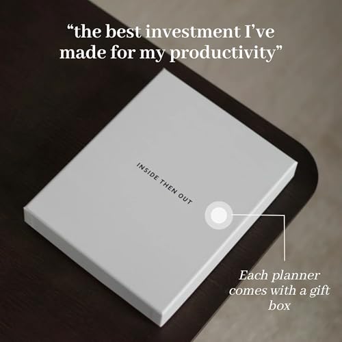 INSIDE THEN OUT Daily Focus Planner - 6 Month Undated Planner for Productivity, Goal Setting, Intention - Monthly, Weekly, Daily Task Pages - Simple & Minimalistic - Motivation Gift for Men and Women