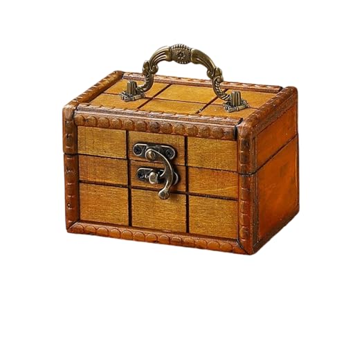 Vintage Wooden Storage Box Portable Handled Organizers Bucolic Wooden Keepsakes Box for Home Decors Jewelry Accessories