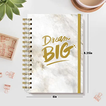 Designer Greetings, Designer Papers Flex Cover Journal with Elastic Band, “Dream Big” Marble - 320 Pages (6” x 8.25”) - Graduation Gift, Back-to-School Supplies for Notekeeping and Personal Diary - style: "Dream Big" Marble