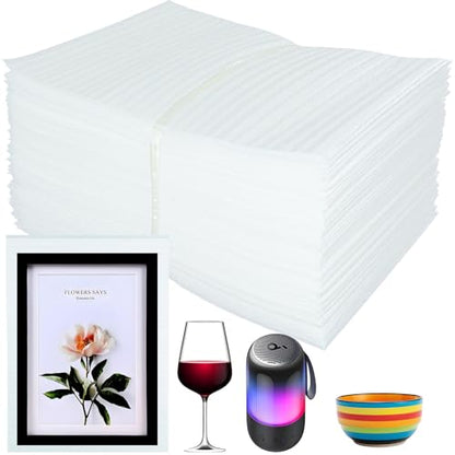 50 Pack Foam Pouches, Cushion Foam Pouch for Moving and Storing, 10"X 12" Foam Wrap Pouches Protect Fragile Items, Protect mug, Glasses, China, and Dishes, Packing supplies - size: 10"X 12" 50PCS