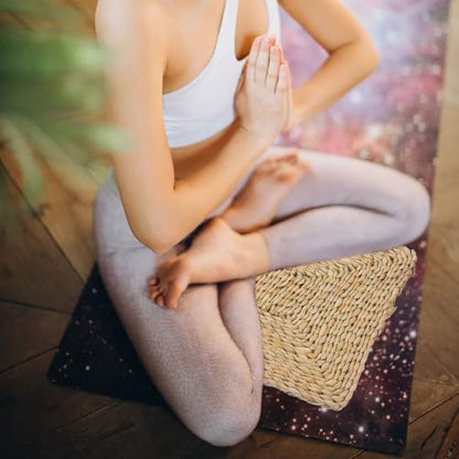Outanaya Straw Woven Yoga Floor Cushion Mat for Meditation and Sitting Natural Seat Pad for Window and Outdoor Use Handmade Design