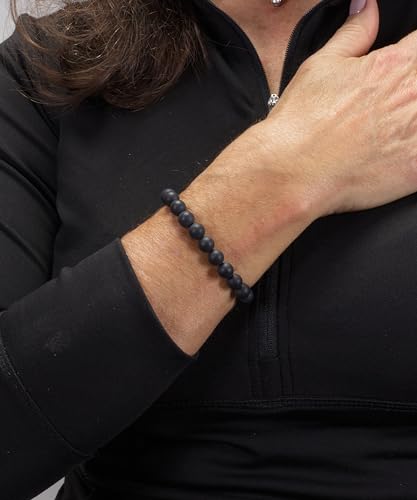 Cherry Tree Collection - Small, Medium, Large Sizes - Gemstone Beaded Bracelets For Women and Men - 8mm Round Beads - color: Black Agate Matte, size: Medium