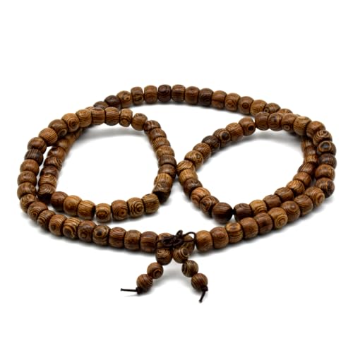 Zen Dear Unisex Natural Wenge Wood Mala Prayer Beads Necklace Bracelet Beads Meditation Buddhist Japa Rosary Mala Bead Yoga - style: 8mm X 10mm 108 beads