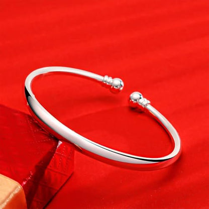 Handmade 925 Sterling Silver Bangle Bracelet Simple Silver/Gold Adjustable Cuff Bangles Durable Stainless Steel bracelet for Men &Women Daily Jewelry Gift for Anniversary Birthday Gift - color: Color 38
