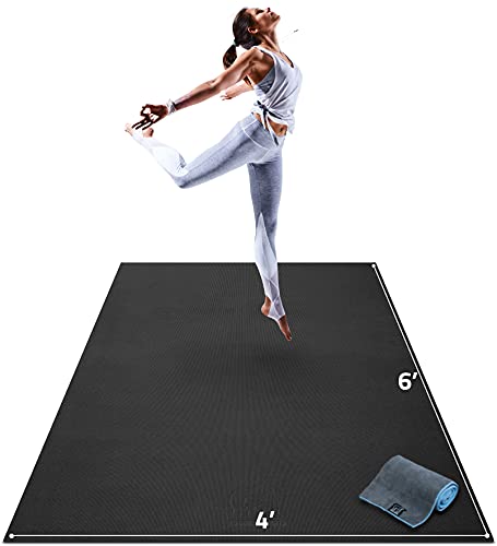 Gorilla Mats Large Yoga Mat – 6'x4', 7'x5' (8mm) Extra Thick & Wide Non-Slip Exercise Mat for Home Gym Flooring – Ultra Comfortable Workout Floor Mat for Barefoot Fitness, Anti Fatigue, Stretching