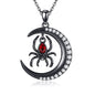 Sterling Silver Cute Animal Pendant Necklace Fox/Snake/Unicorn/Owl on Moon/Rabbit/Horse Necklace Jewelry for Women Mom Sister - style: Spider Moon