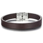 Men's Leather Bracelet, Stackable Stainless Steel Clasp Bracelets for Men Stylish Birthday, Thanksgiving, Valentine's Day Gift for My Man - style: 8.4" Brown Leahter