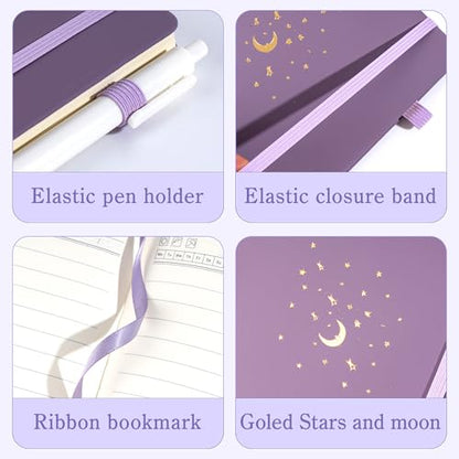 CAGIE Purple Journal Notebook for Women Girls 192 Lined Journaling Notebooks Hardcover Journals for Writing Work - color: 02 Light Purple