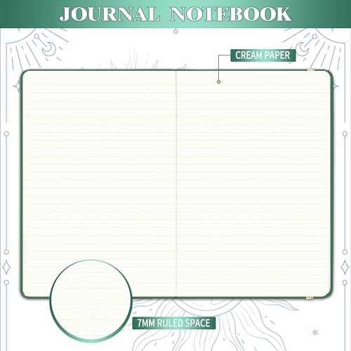 Artfan Ruled Notebook/Journal – Premium Thick Paper Faux Leather Classic Writing Notebook with Pocket + Page Dividers Gifts, Banded, Large, 144 Pages, Hard Cover, Lined (5.8 x 8.4) - Dark Green - color: Dark Green